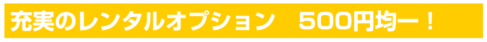 充実のレンタルオプション500円均一！